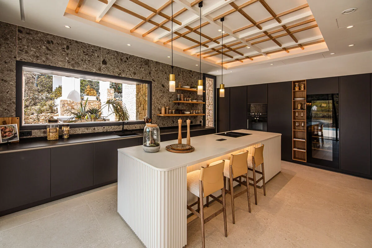 luxury kitchen with island in the middle