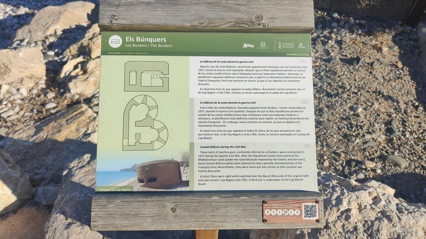 Panneau d'information sur le bunker d'Altea