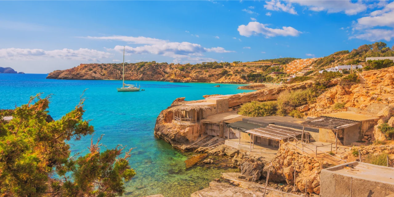 Fishermen's huts in the cove of Es Calonet